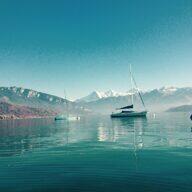Bergsee Thun mit Boot