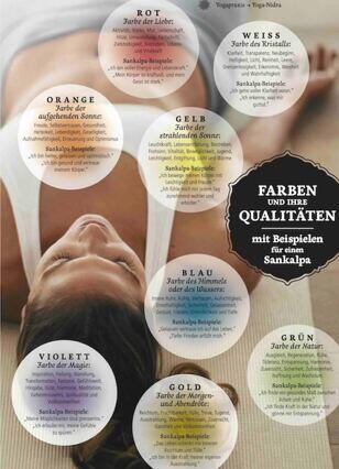 Farben un ihre Qualitäten im Beitrag: Mit Yoga Nidra zur inneren Kraftquelle - Erklärungen zu den Wirkungen verschiedener Farben.